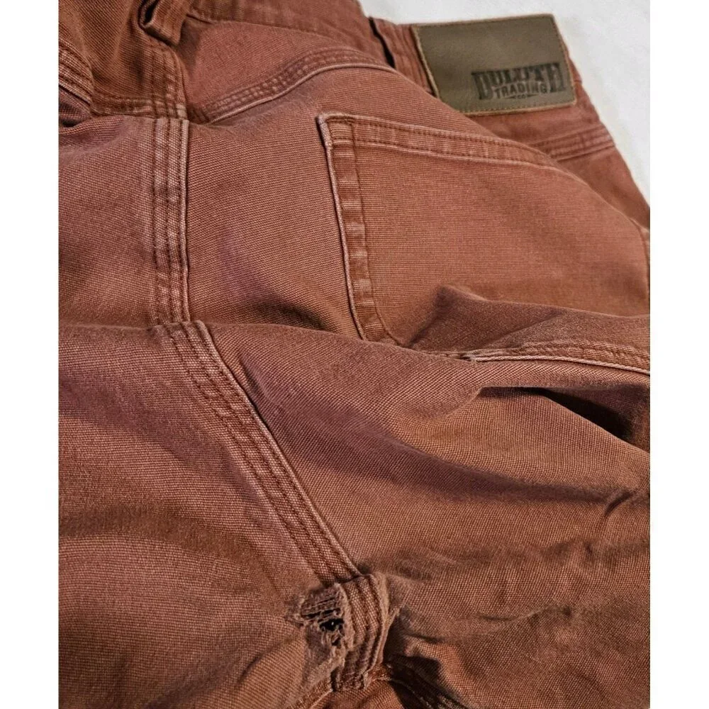 Duluth Trading Co Mens Sz 36x34 Slim Fit Brown Faded Jeans Pockets *Note